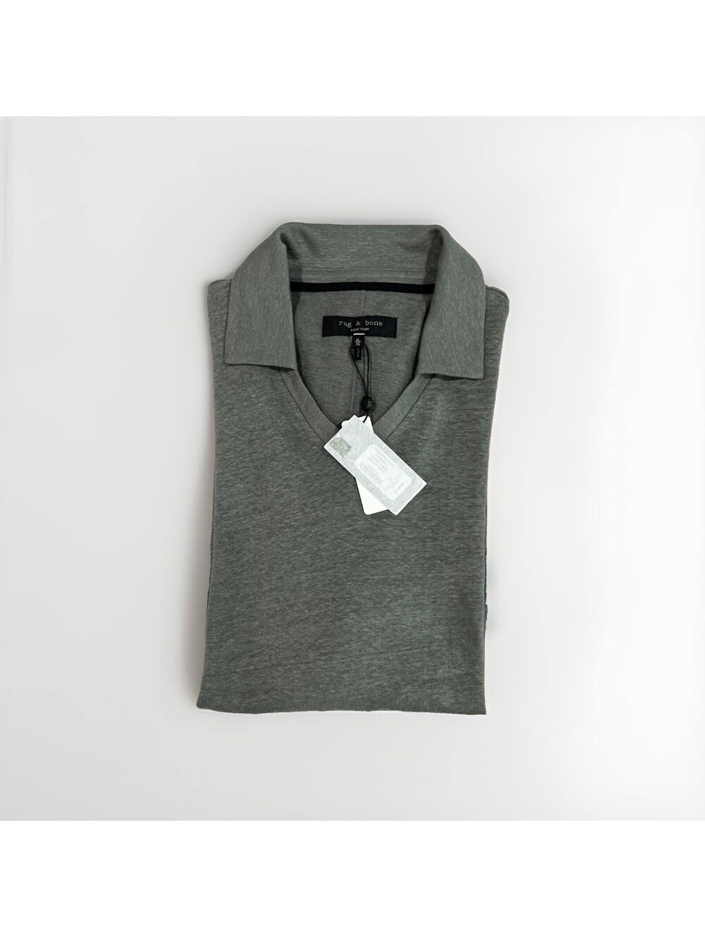 NWT $238 RAG AND BONE MENS 100% LINEN POLO XL “JOHNNY” IN PAVEMENT COLOR VGC